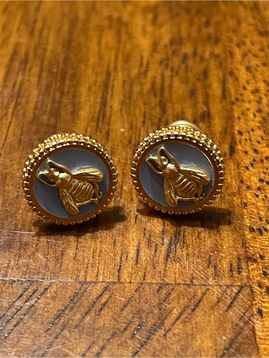 Julie Vos Jewelry - Julie Vos Gold Bee Stud Earrings with Light Blue Enamel